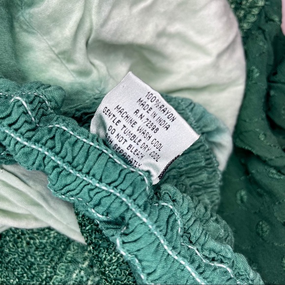 90’s Vintage L.S.I. Ombré Embroidered Tie Die Green Halter-neck Dress L - Picture 9 of 9